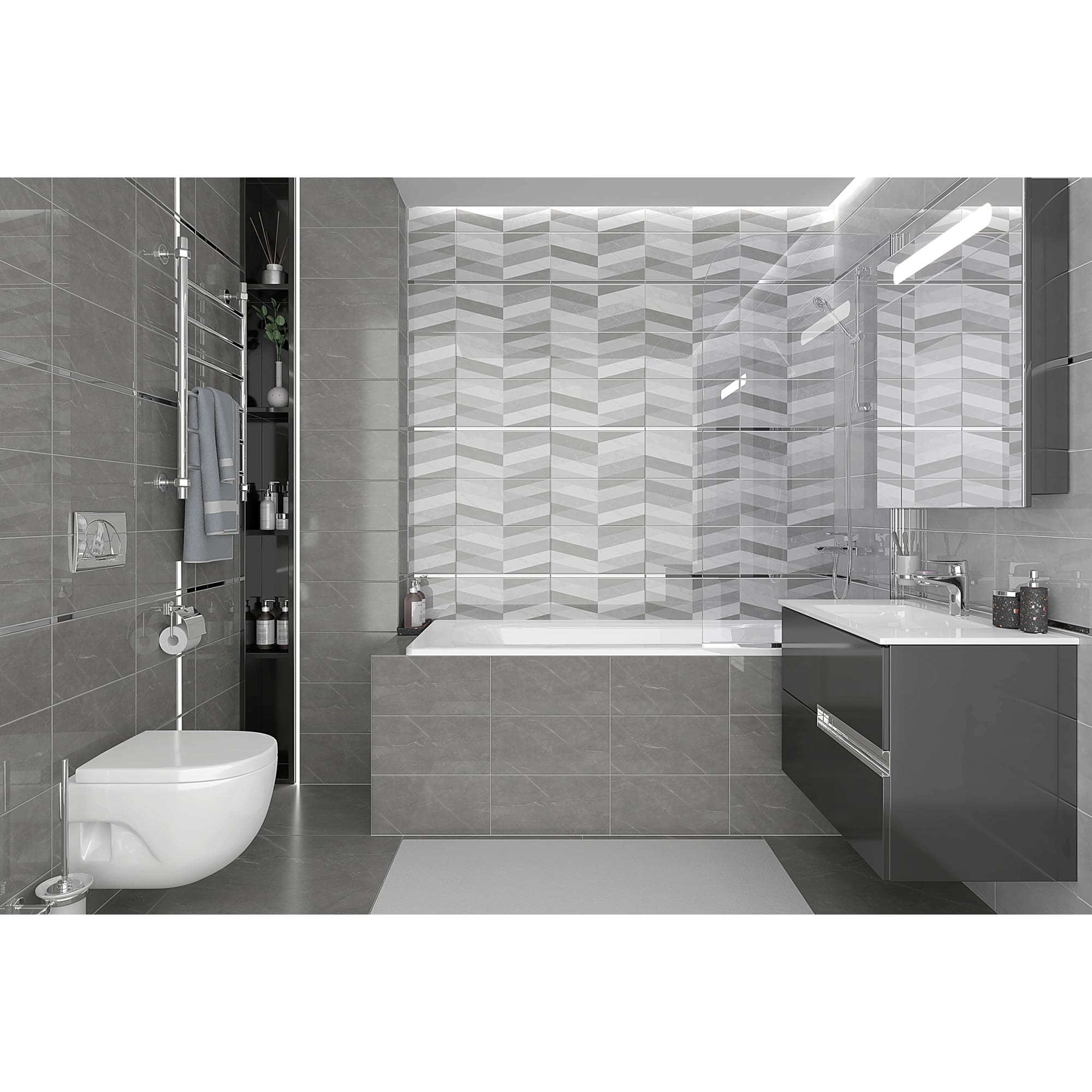 82794859 Плитка настенная мозаика 20х40 см 1.2 м² цвет серый SAVOY Santreyd - Вид №3