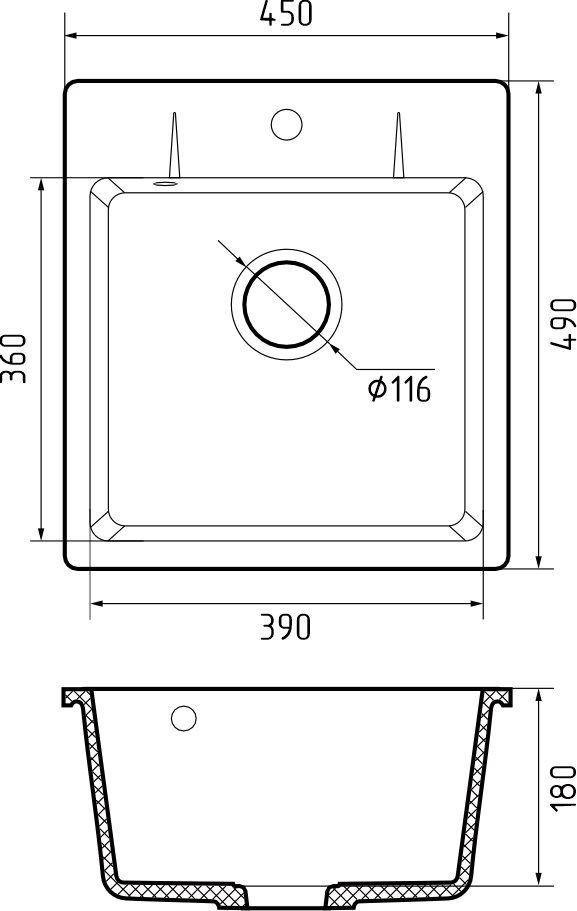 Кухонная мойка Кварц URBAN S357 GranFest 245-S357 - Вид №1
