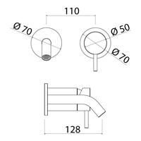ONE034GDS Смеситель для раковины настенный на 2 отверстия Linki ONE, Внешняя часть, Сатиновое Золото - Вид №1