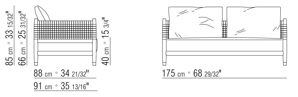 2-местный тканевый садовый диван Flexform Parker Outdoor ARCH-00019347 - Вид №2