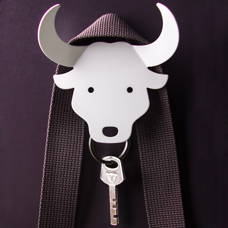 QL10152-WH Держатель для ключей и аксессуаров bull белый Qualy  - Вид №2