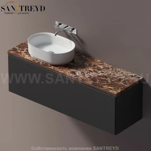 Agape ELL Столешница на тумбу с возможностью установки 1-2 раковины. Размер: длина от 160 см до 180 см. Отделка: коричневый мрамор AELLM1MCC1618DD