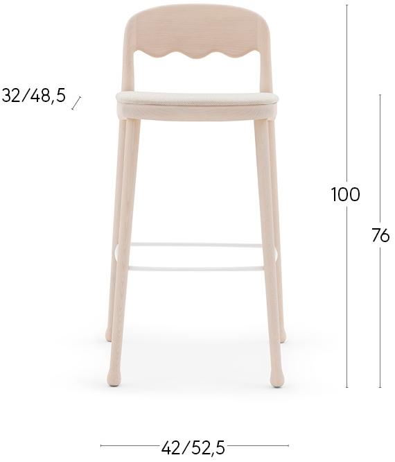 Billiani Высокий деревянный табурет с мягким сиденьем Frisée 255 - Вид №2