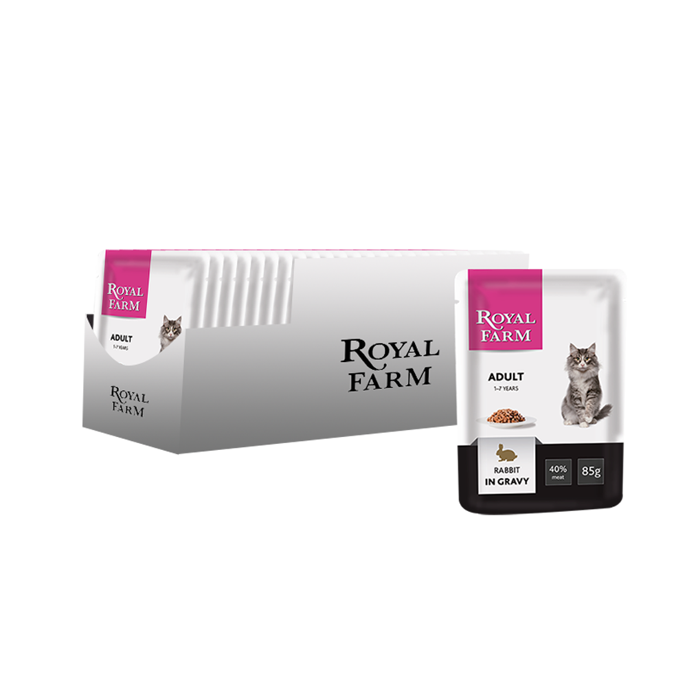 ПР0043290*24 Корм для кошек кролик в соусе пауч 85г (упаковка - 24 шт) ROYAL FARM 
