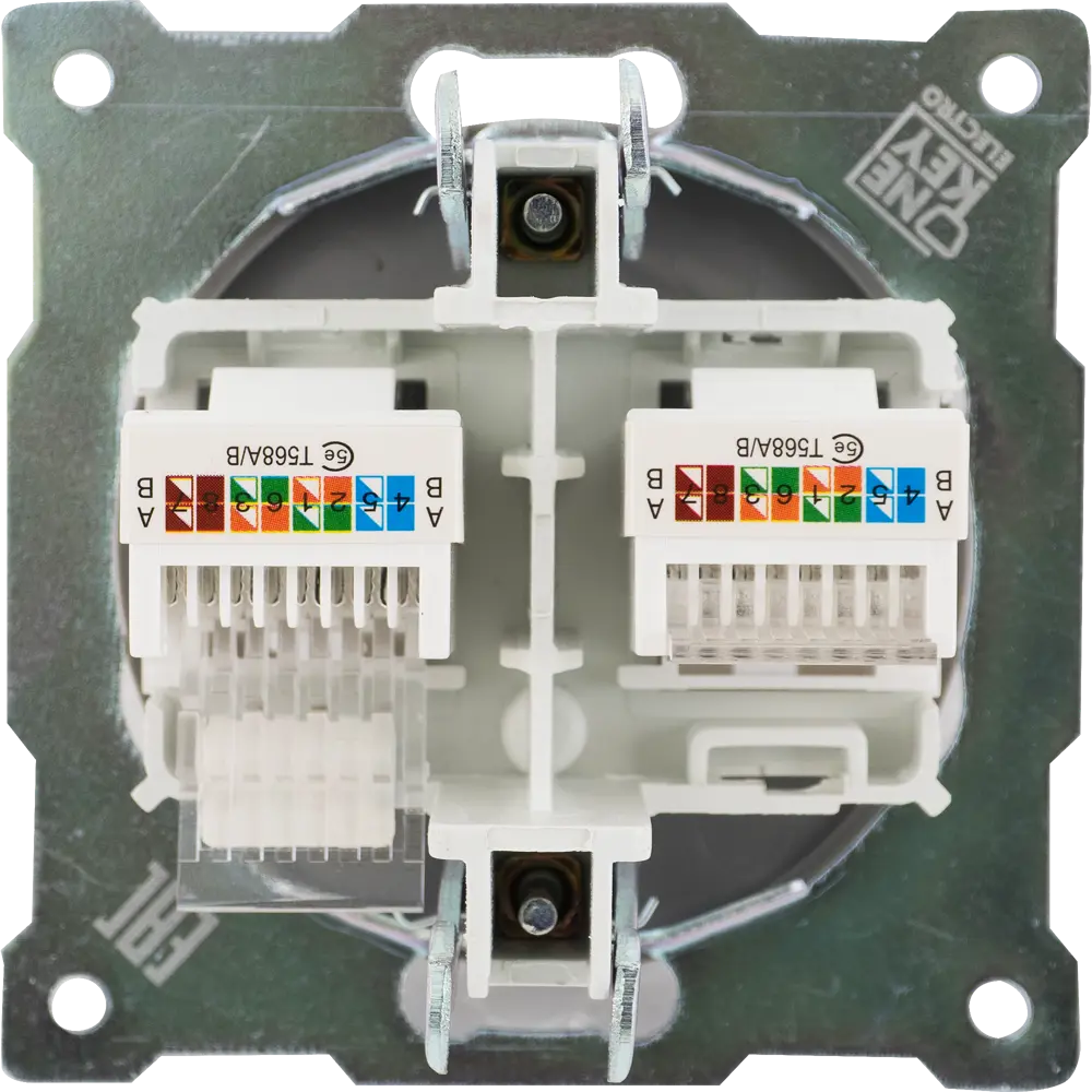 Розетка компьютерная двойная встраиваемая Onekey Florence RJ45 UTP cat 5e цвет серый 82127035 STLM-2021507 ONEKEYELECTRO - Вид №3