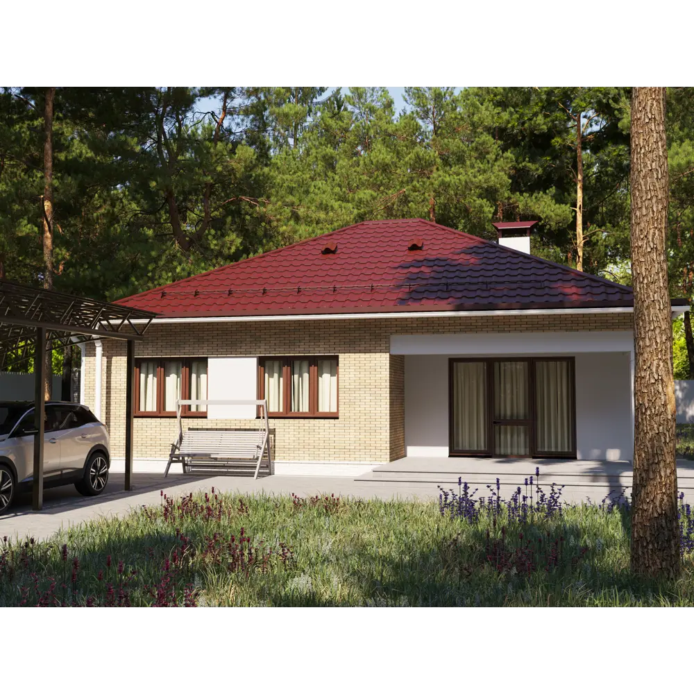 Металлочерепица 0.4 мм 1170x1180 мм RAL 3005 красный 10009316 STLM-2002337 Santreyd  - Вид №2