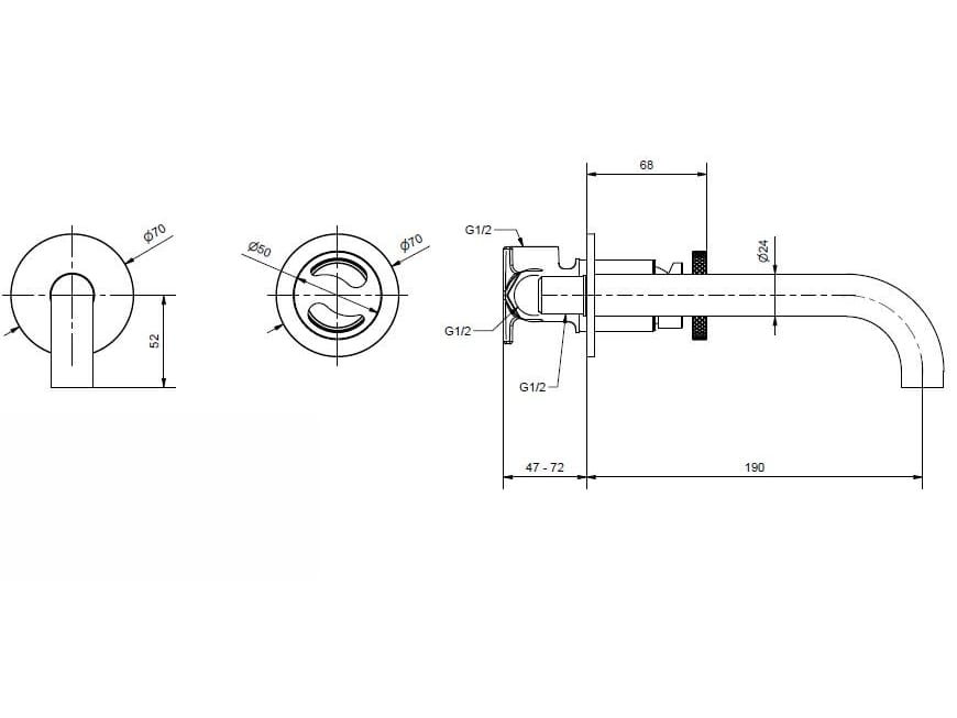 Смеситель для раковины из хромированной латуни Bugnatese тысяча девятьсот пятьдесят ARCH-00105472 - Вид №2