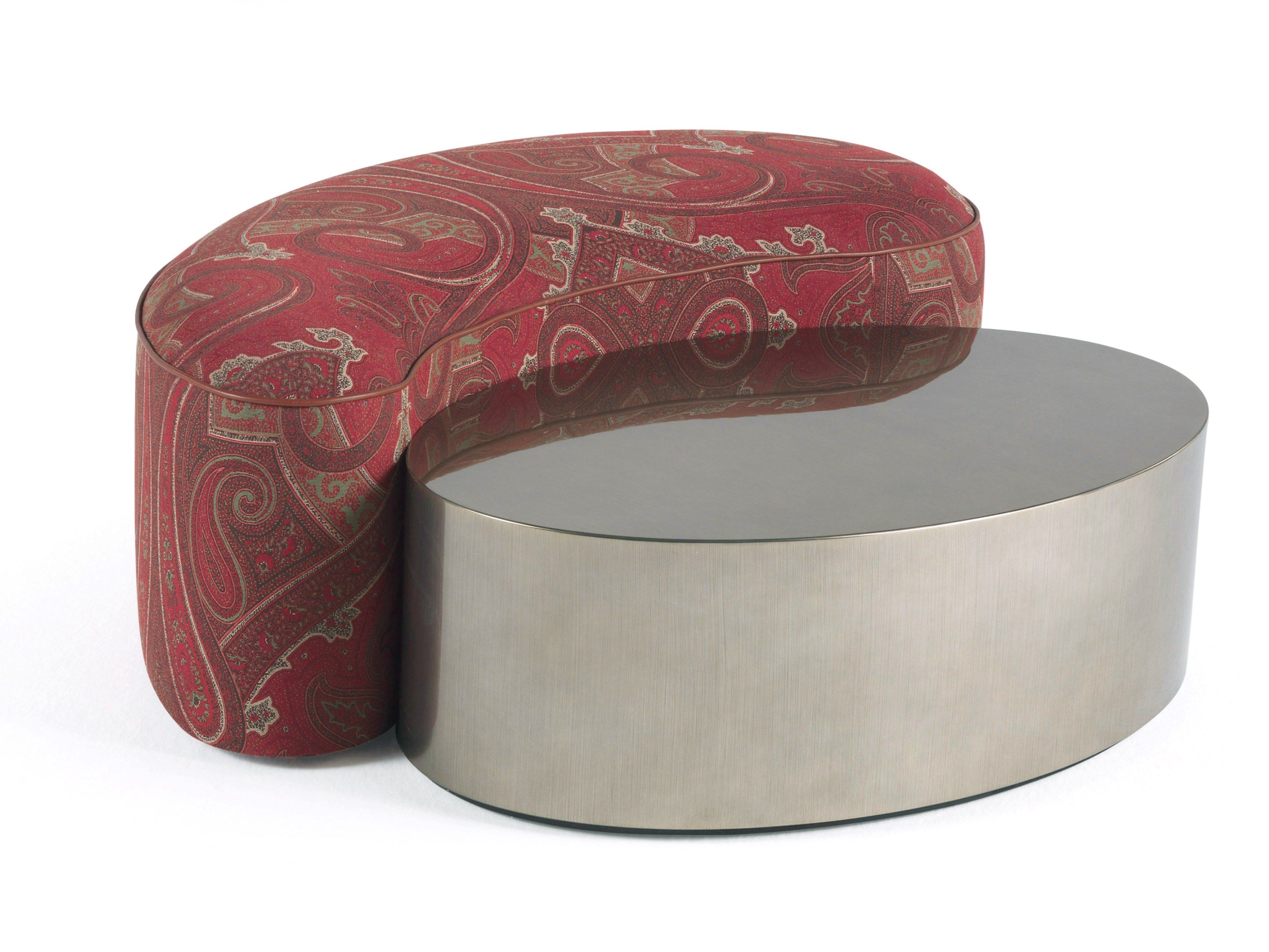 Ткань мягкий пуф с деревянным журнальным столиком ETRO Home Interiors Гоа ARCH-00087000