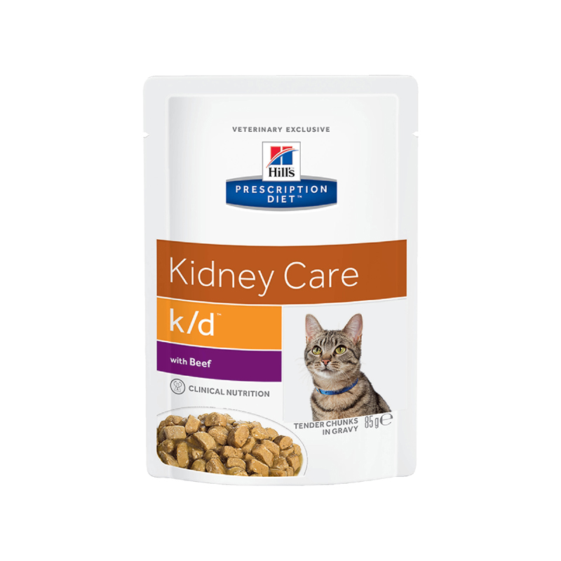 ПР0025245 Корм для кошек Hill"s Prescription Diet Feline K/D при заболевании почек, говядина пауч 85г Hill's 