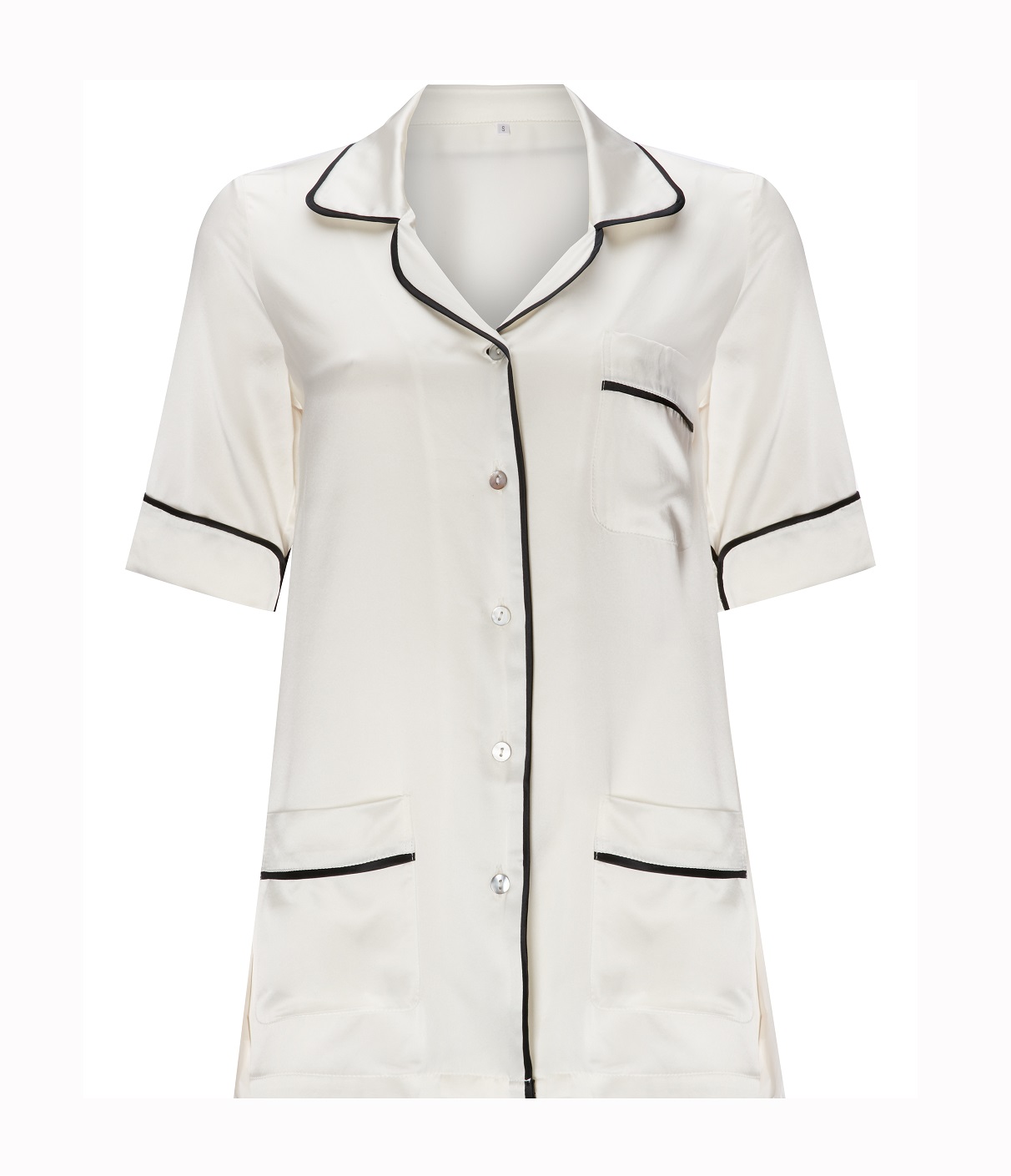 SSLM01 Рубашка с коротким рукавом для дома, шелк малберри цвет слоновая кость M, в подарочной коробке GINGERLILY Santreyd 