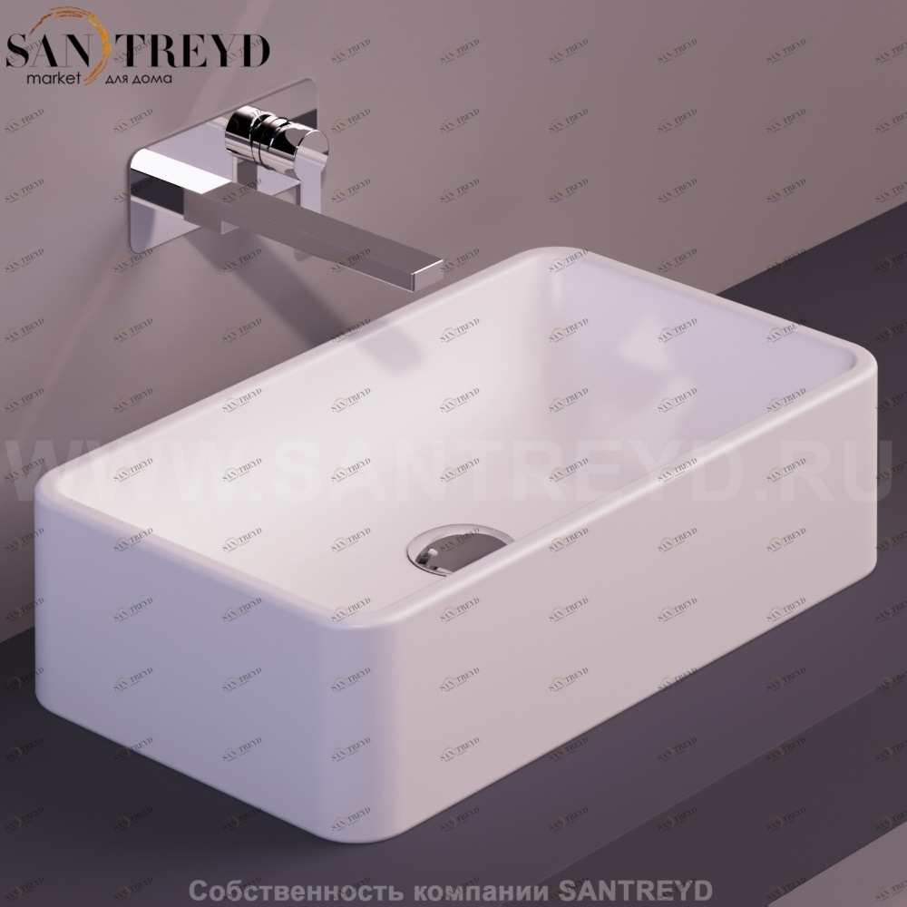 FL12BIANCOMATT Накладная раковина на столешницу  прямоугольная Simas Flow