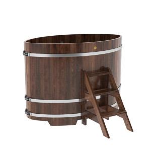 1172 Купель овальная из лиственницы 1,02х1,68х1,2 морёная премиум Alyarus