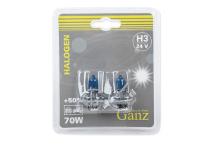 16642196 Лампа 24V H3 70W +50% PK22s 5000K 2 шт. блистер GIP06052 Ganz