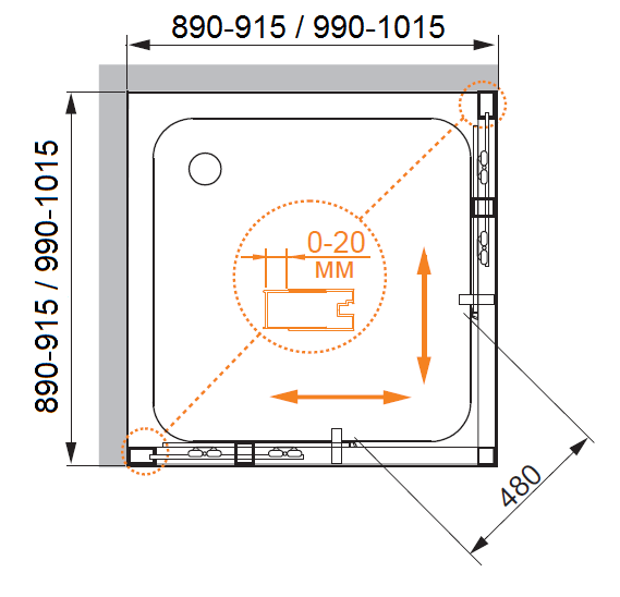 Душевой уголок CEZARES PORTA-D-A-2-100-C-Cr - Вид №2