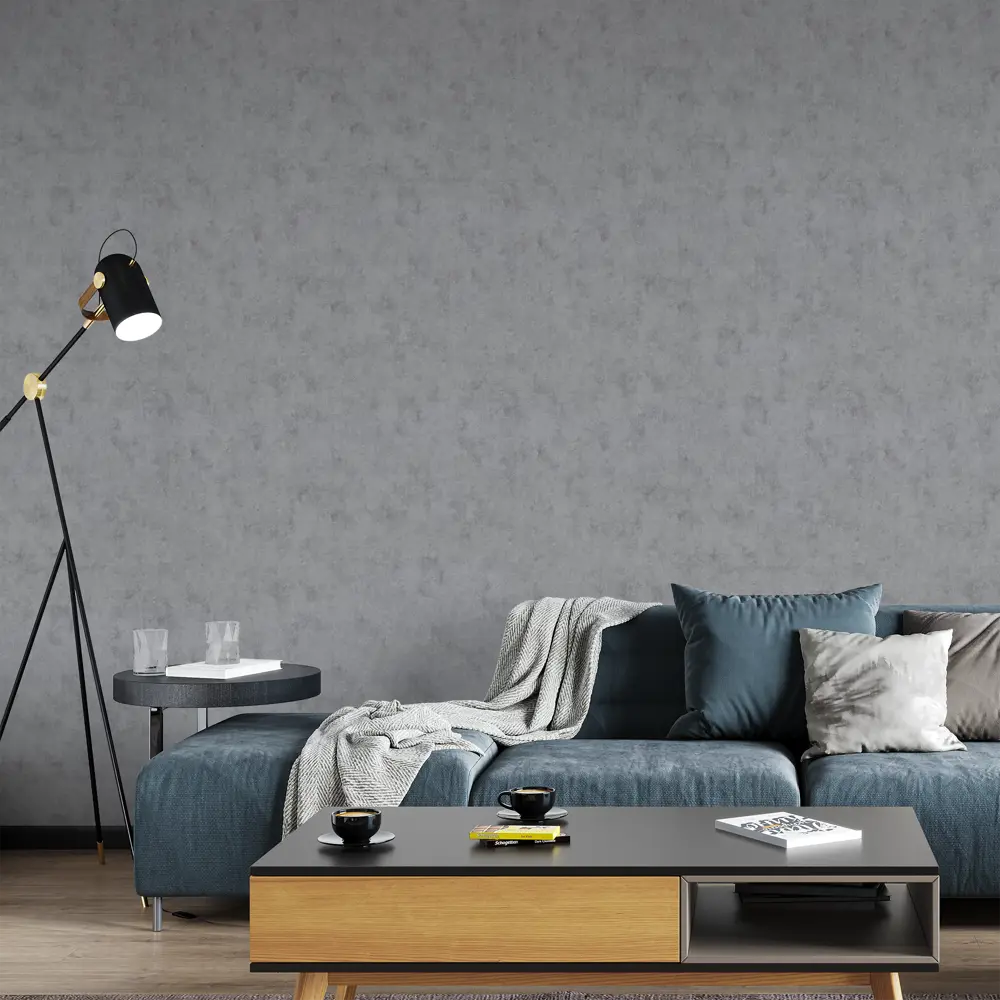 INSPIRE Decobeton - флизелиновые обои под бетон в темно-сером цвете 87542853 STLM-0074355 - Вид №2