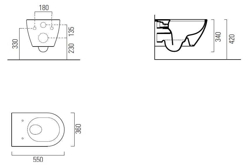 Керамический подвесной туалет без бриды GSI ceramica Pura ARCH-00125110 - Вид №4