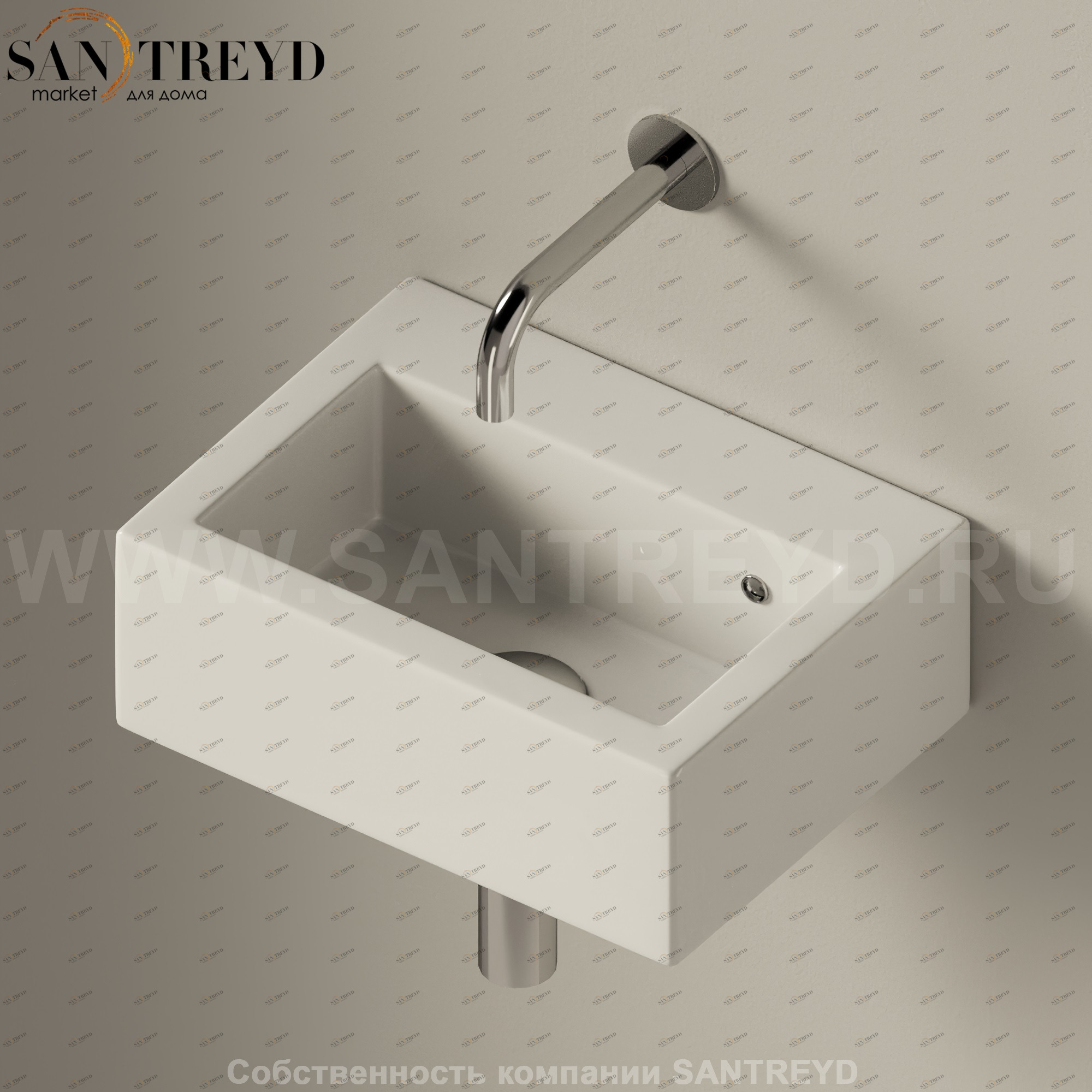 50889016 Подвесная раковина настенная прямоугольная Ceramica Flaminia Acquagrande белая