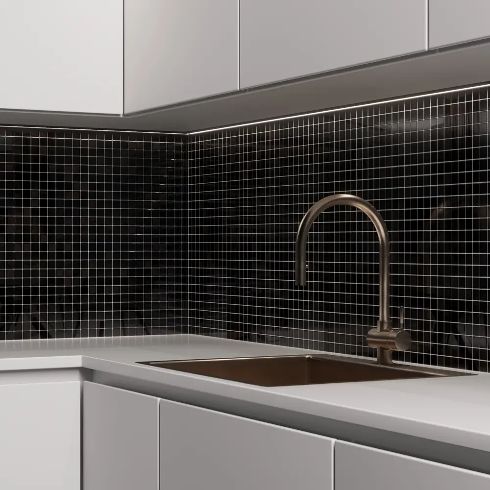 Стеклянная мозаика ARTENS Black 30×30 см для интерьера ванной 15093895 Clear STLM-0005417 - Вид №5