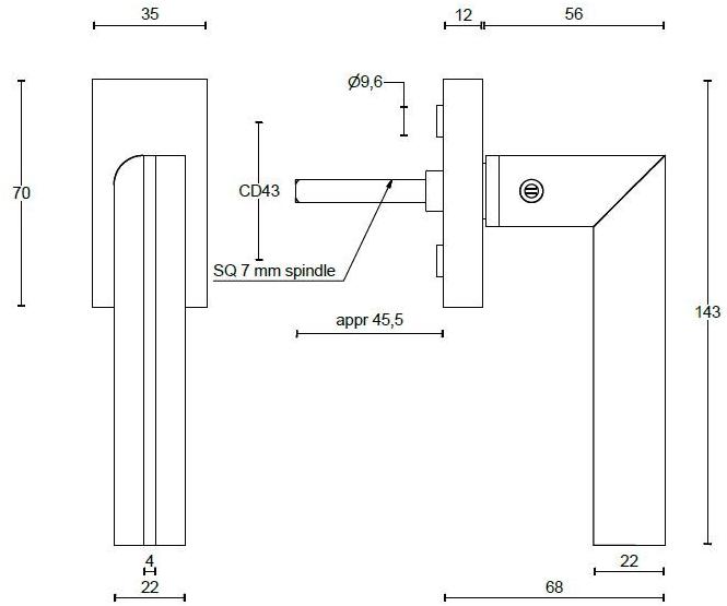 Formani Стальная оконная ручка на пластине Two Two pbl22-dk - Вид №4