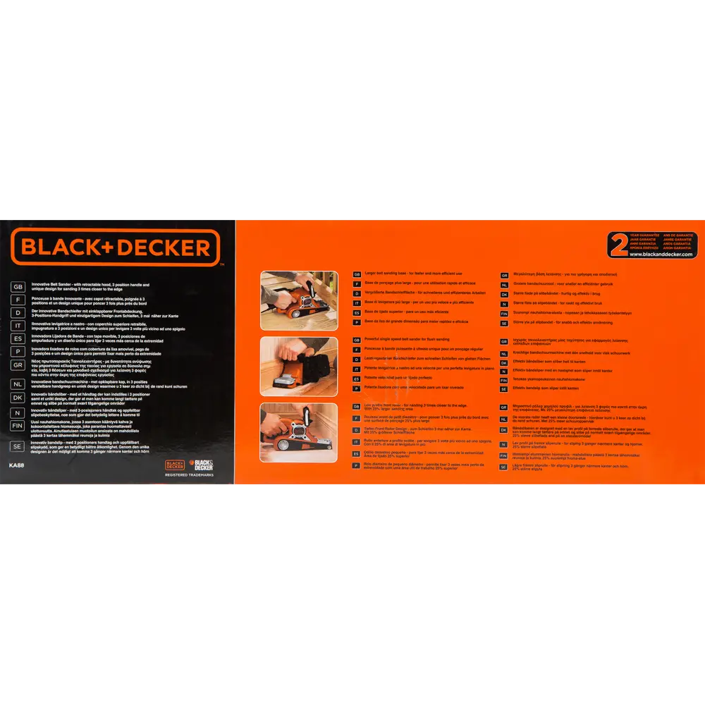 Ленточная шлифовальная машина сетевая Black&Decker KA88-QS, 720 Вт, 75x533 мм BLACK + DECKER STLM-2167081 - Вид №7