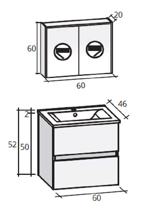 FPO060DP4S23 Комплект мебели Riho Porto Santreyd - Вид №1