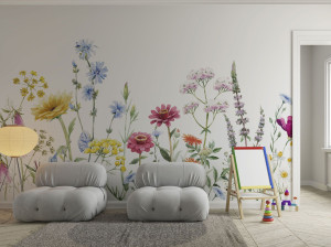 Детские панорамные обои с цветочными мотивами