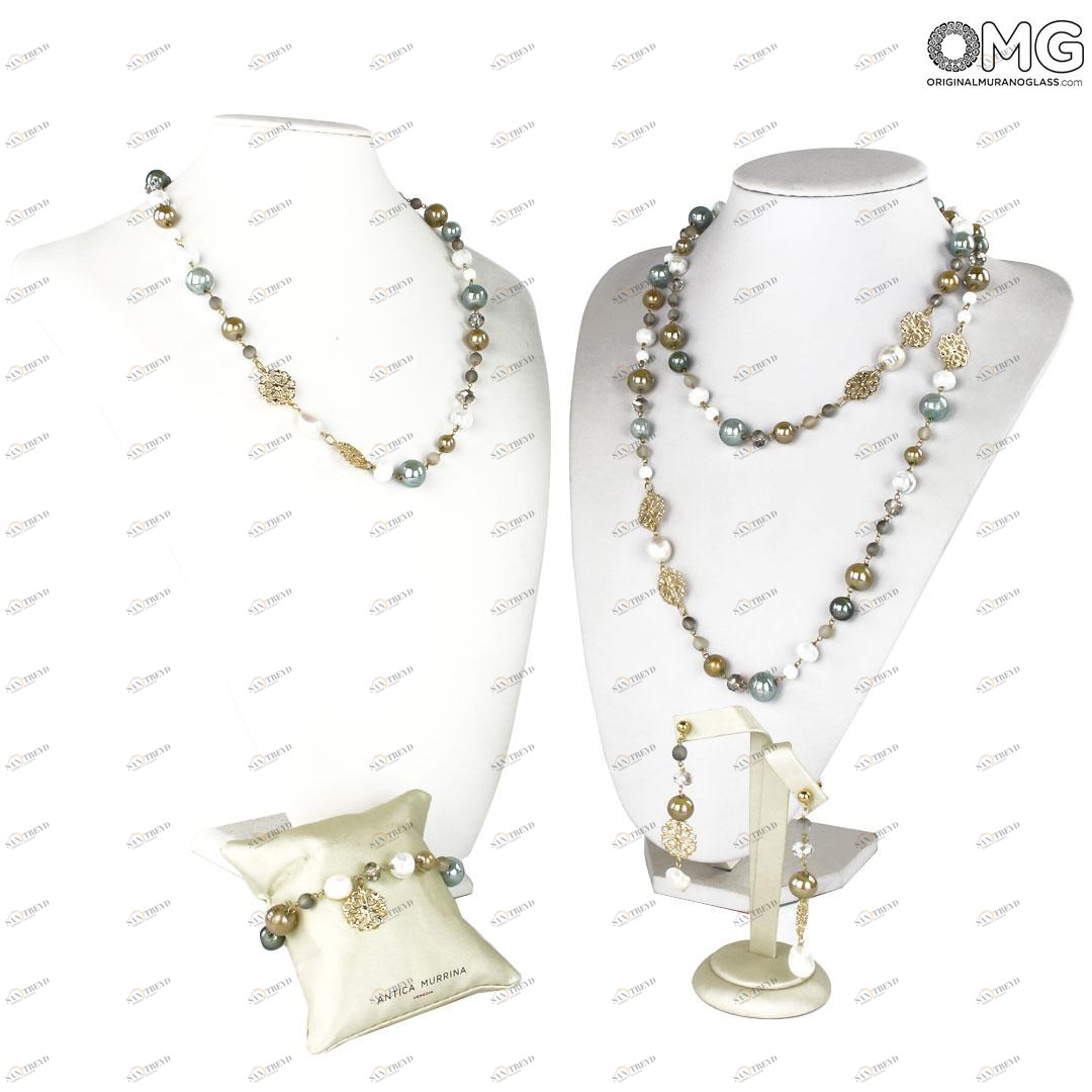 3828 ORIGINALMURANOGLASS Набор украшений Кристалл - Коллекция Antica Murrina - муранское стекло OMG  см 