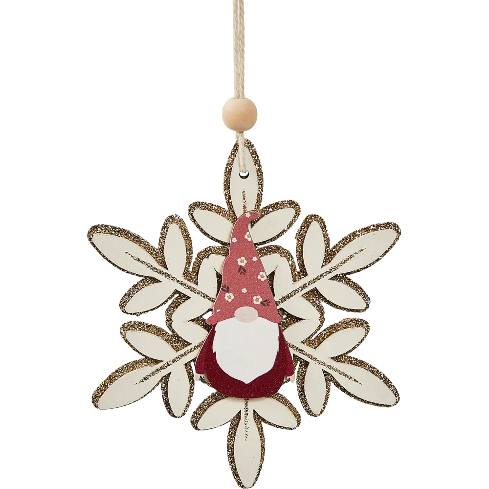 87036561 Елочная игрушка Снежинка 12x11 цвет бежевый STLM-0959096 Santreyd  - Вид №1