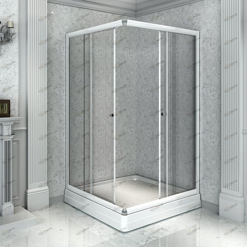 Душевой угол 90х100 (прямоугольный, правое исполнение), стеклянные шторки (прозрачные), поддон на раме-подставке с устройством слива, профиль белый Radomir 1031201210