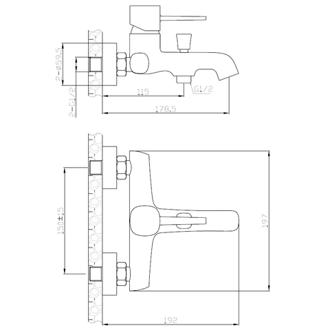 Orange Karl M05-100cr однозахватный смеситель для ванны/душа без аксессуаров Никель sun-id-1517326 - Вид №1