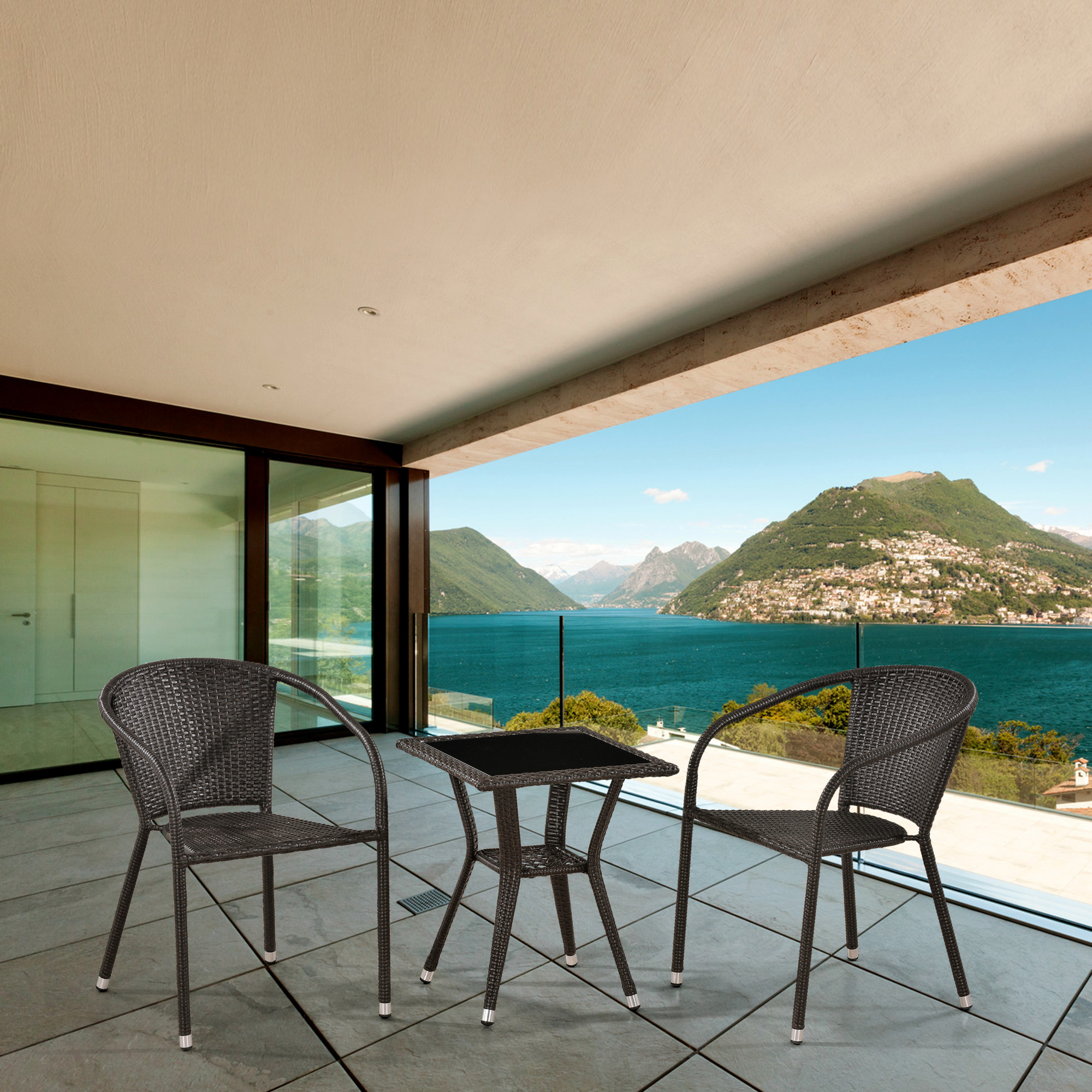 T25A/Y137C-W53 Brown 2Pcs Комплект плетеной мебели Afina 