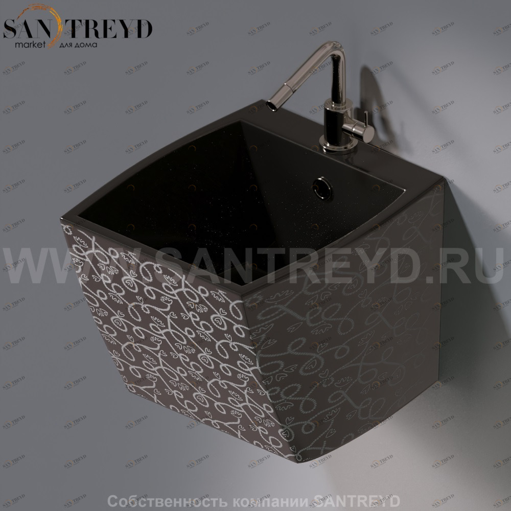 L253.401 Подвесная раковина настенная овальная A. e T. Italia SQUARE черная AeT ITALIA