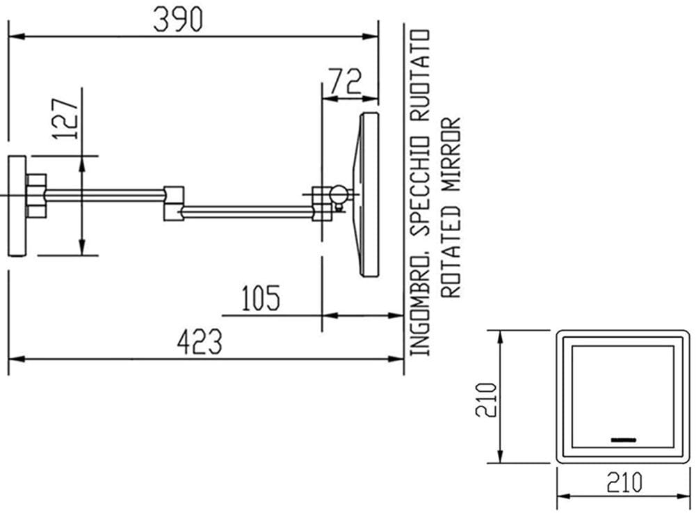Квадратное увеличительное зеркало со встроенным настенным освещением Spekkio Yota ARCH-00022554 - Вид №2