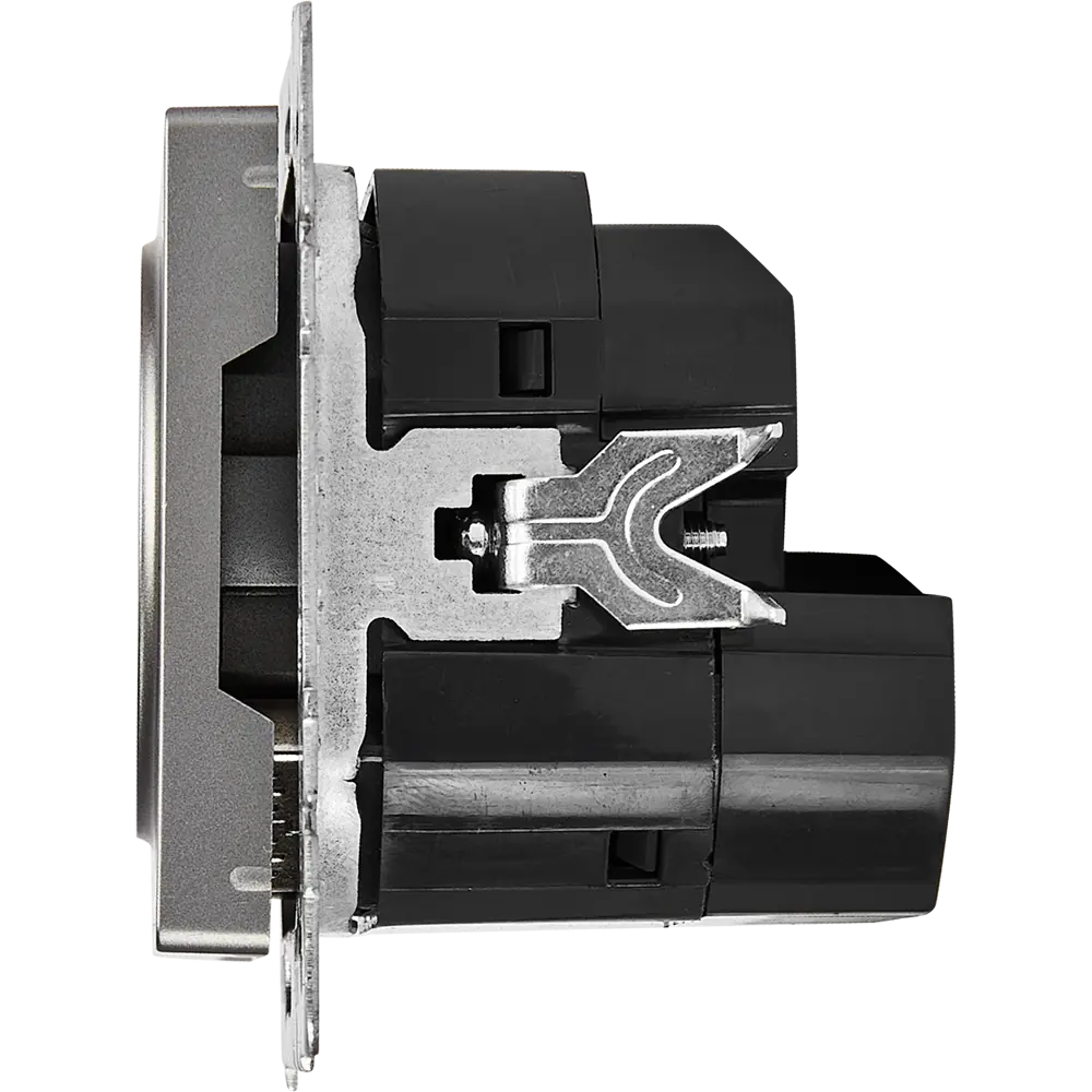 Розетка USB встраиваемая IEK Brite с заземлением, цвет сталь 87761606 STLM-1113808 - Вид №2