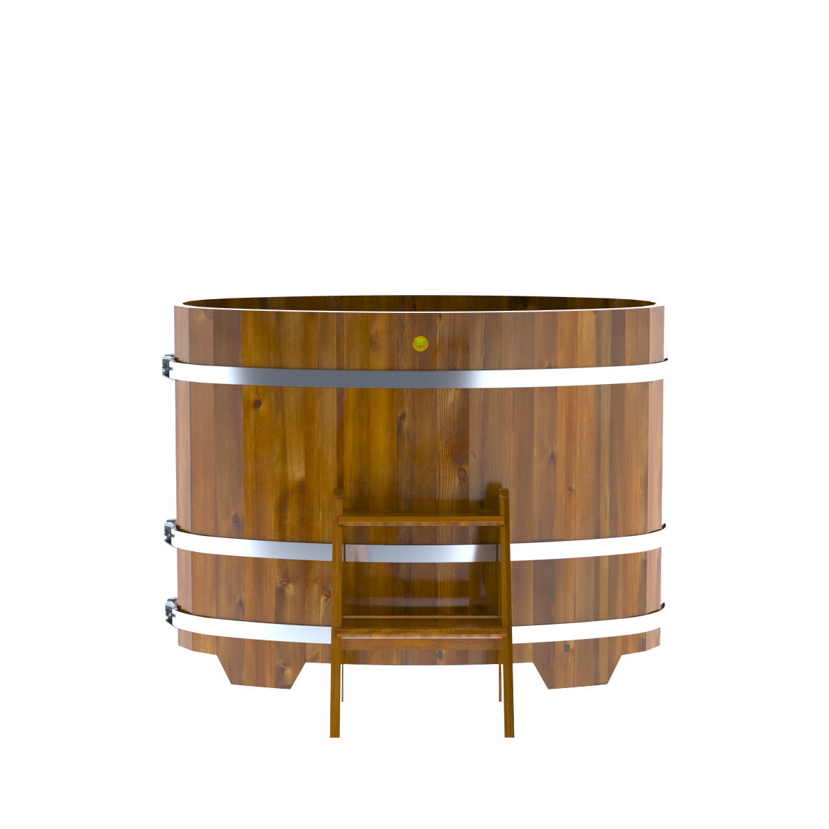 2172 Купель овальная из лиственницы Рустик 0,69х1,31х1,0 морёная Alyarus  - Вид №3