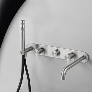 Смеситель для ванны матовая сталь с серой ручкой Toki Radomonte TKI52SCIL29