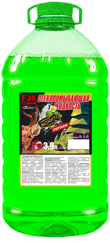 84886516 Летняя стеклоомывающая жидкость без метанола Fox Chemie 3.9 л STLM-0057041