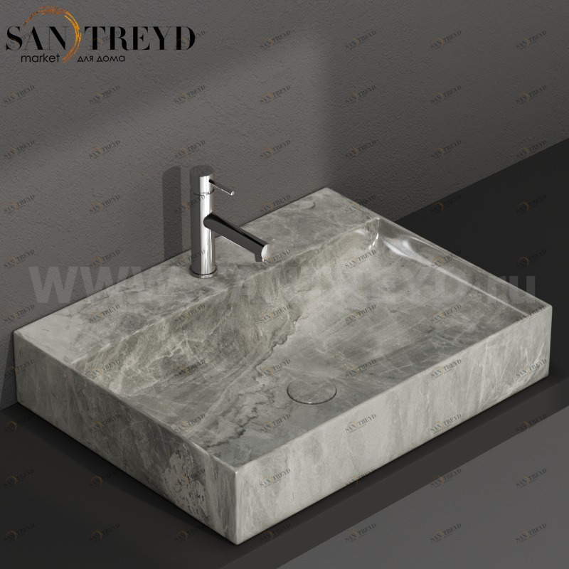 B6R65AG Подвесная раковина настенная прямоугольная Ceramica Globo T-EDGE серая