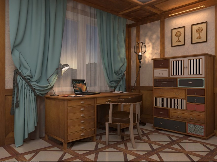 Письменный стол с ящиками деревянный, дуб Jordan FURNITERA ПИСЬМЕННЫЕ СТОЛЫ FURNITERA 120335 Дуб  - Вид №6