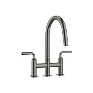 VAIA Мостовой смеситель на три отверстия, вытяжной, с функцией распыления - матовая темная платина