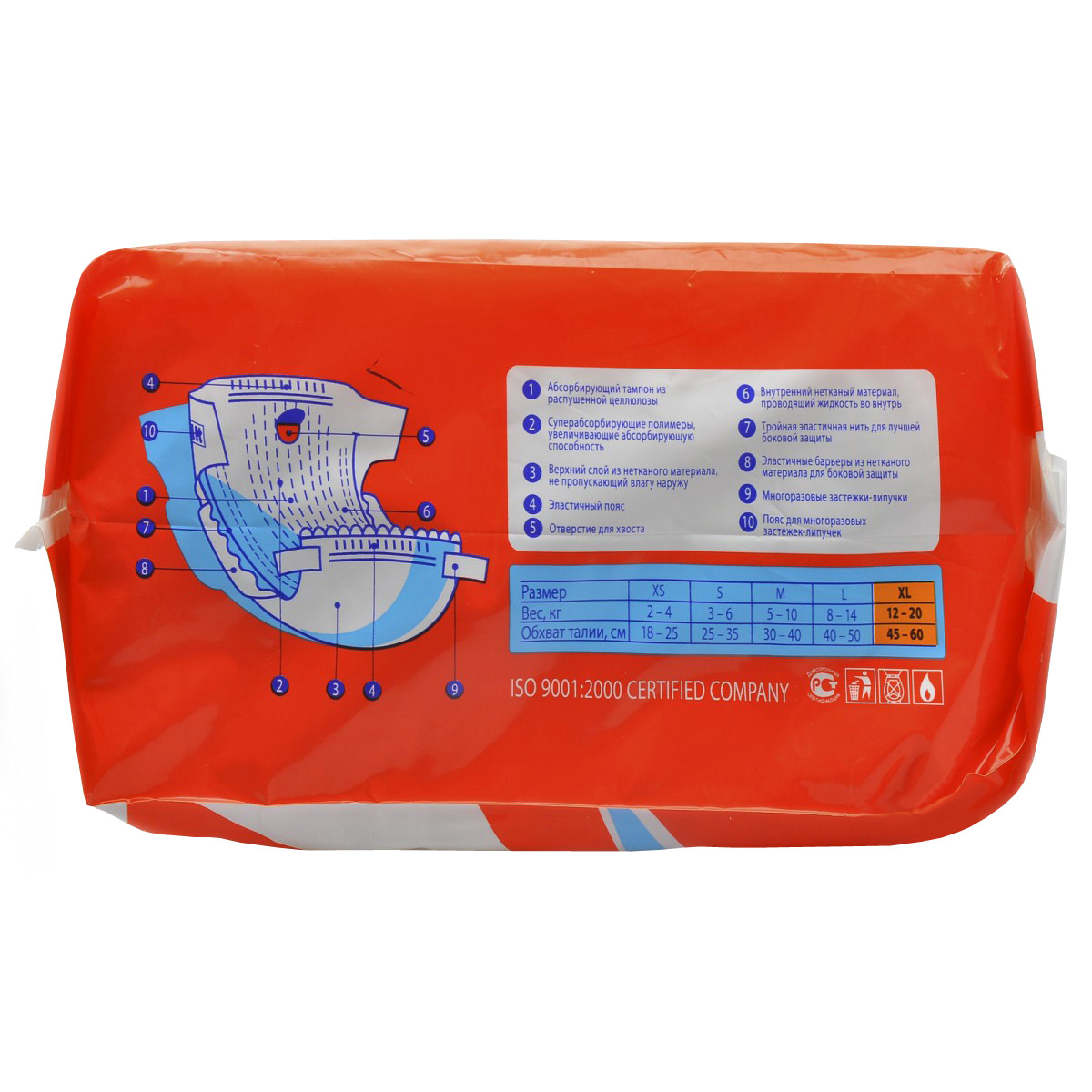 ПР0015135 Подгузники для кошек и собак размер M на вес 5-10 килограмм Luxsan  - Вид №1