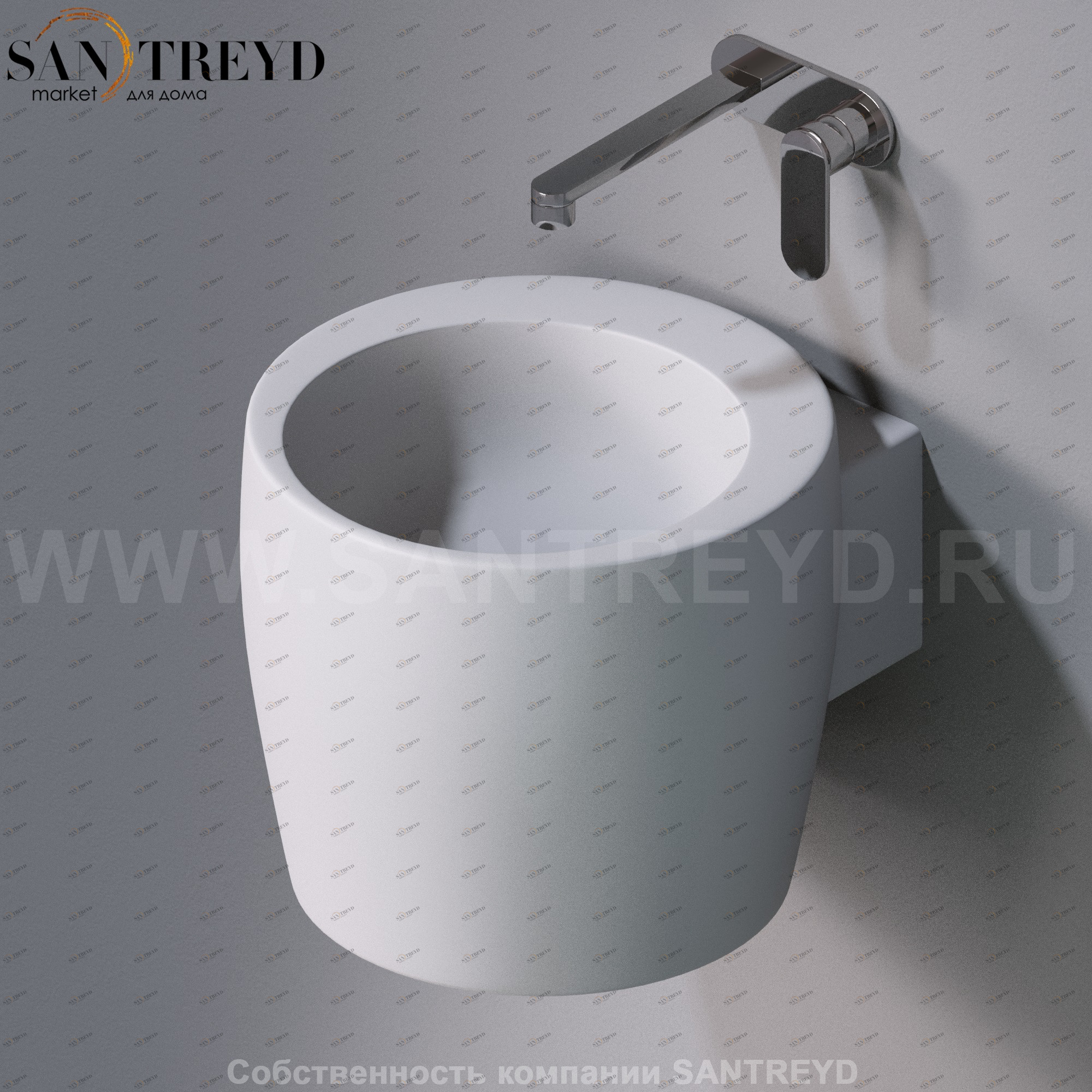 L102T0R0V1.117 Подвесная раковина настенная круглая A. e T. Italia SPOT серая AeT ITALIA TOTEM L102T0R0V1.130