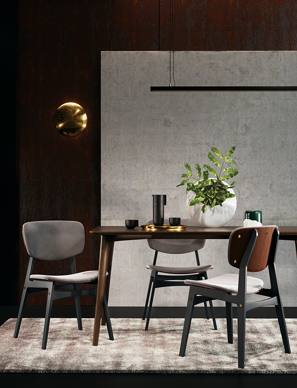 Мягкий стул SID Тёмная берёза / дымчатый кварц / Ткань категория 2, арт. 032 THE IDEA  210644 Коричневый  - Вид №4