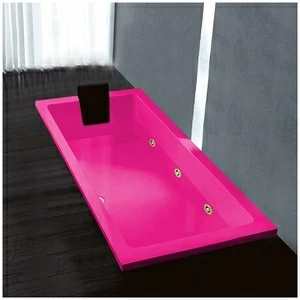 Ванна Gruppo treesse Quadra 170 V0727-SX-RZ розовая с золотой фурнитурой гидромассажем прямоугольная встроенная левая