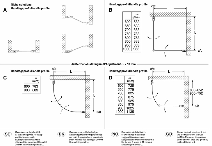 59808190 Решение IFO Space для ниши SPNK, алюминиевый профиль, прозрачное стекло с ручкой, SPNK 800. Высота 1850 - Вид №2
