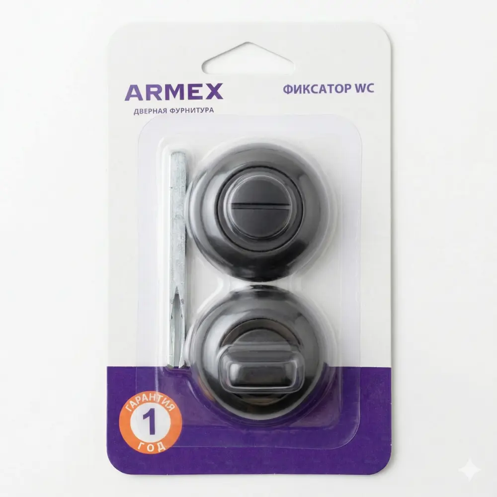 Завертка дверная круглая Armex WC-1403 алюминий цвет черный 89460935 STLM-2188708  - Вид №2