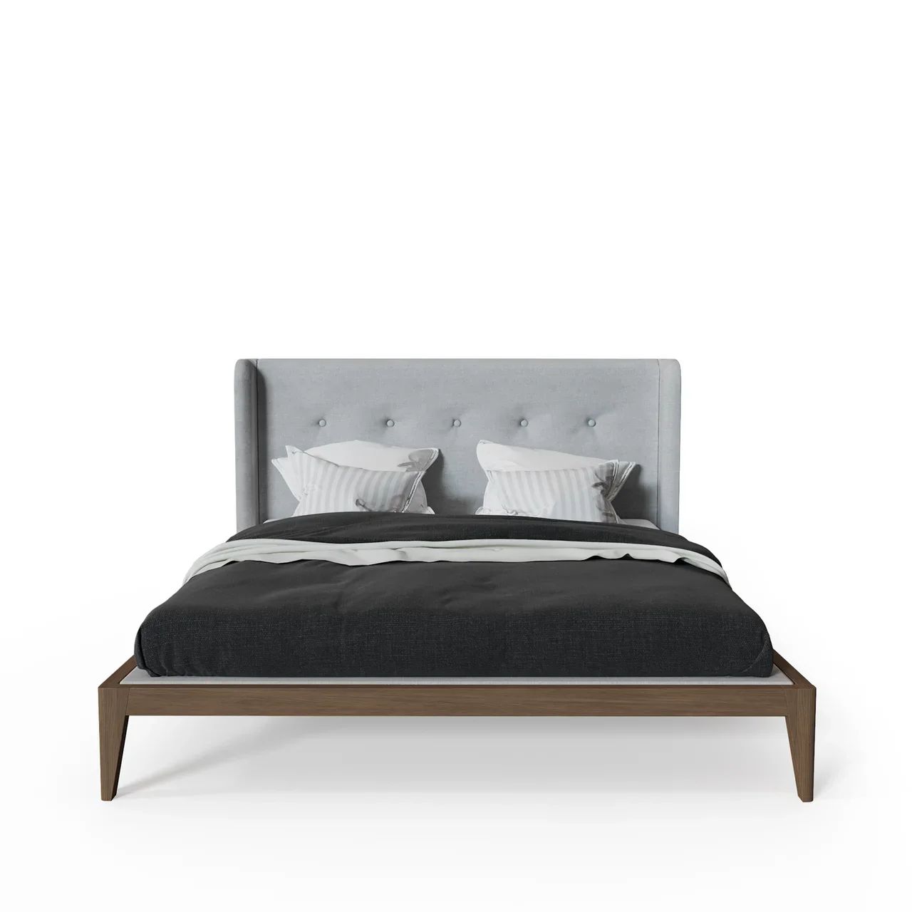 Кровать полутораспальная 140x200 светло-серая Fly Soft new BRAGIN DESIGN ДИЗАЙНЕРСКИЕ 256420 Коричневый;серый  - Вид №1