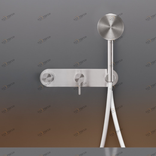 Настенный термостатический набор смеситель для ванной / душем с 2-ходовой переключающий и круглый ручной душ диаметром 80 м т  INV50H CEADESIGN 