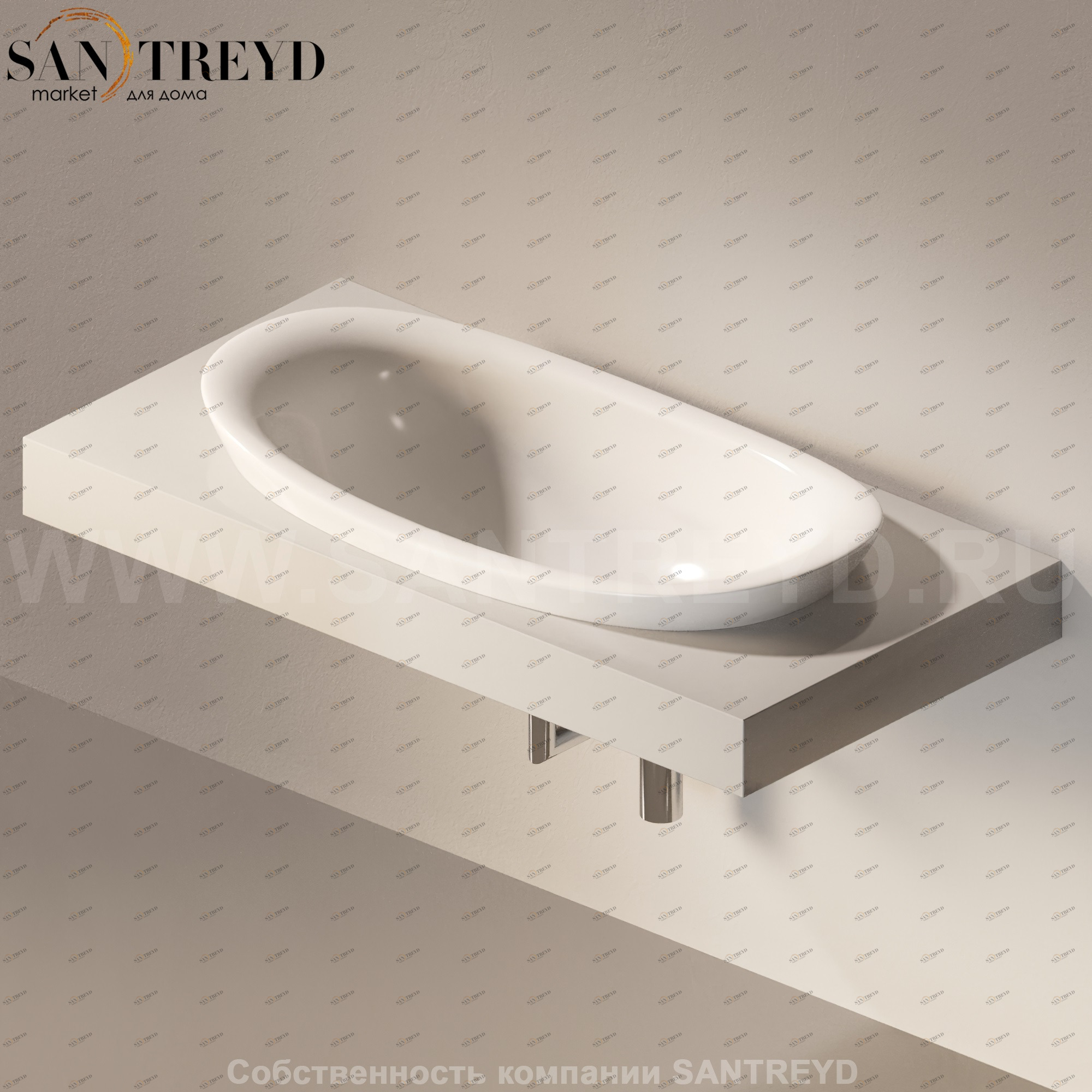 Flaminia IO e SI Столешница с отверстием под раковину серая IO90M1.7047 Ceramica Flaminia IO90M17047