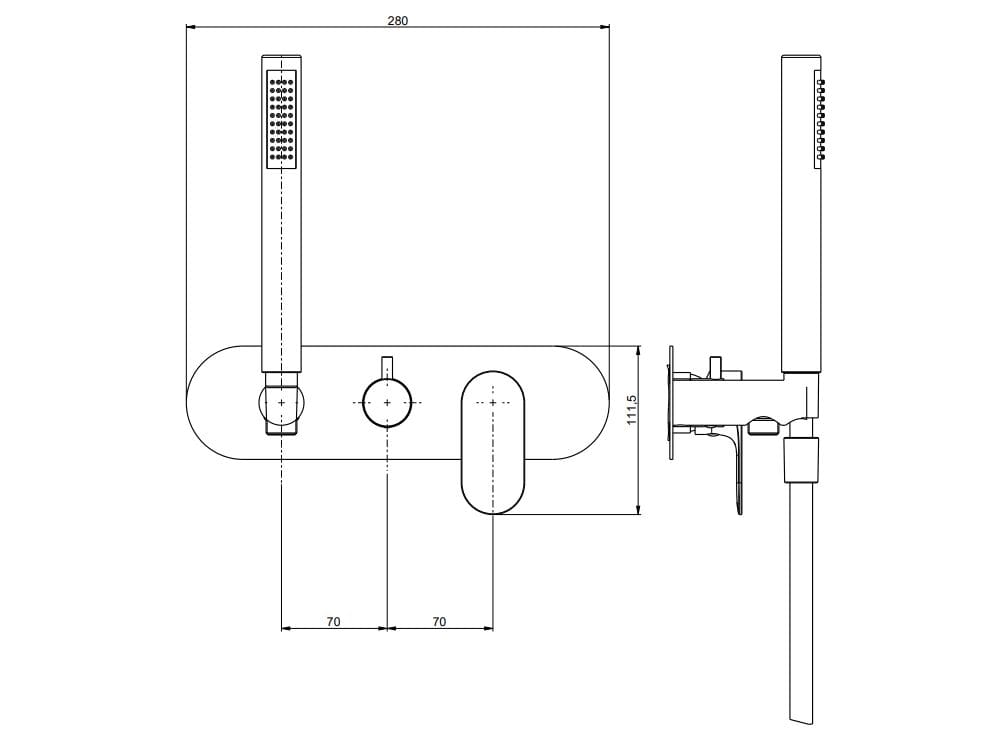 Однорычажный смеситель для душа с 3 отверстиями и ручным душем Rubinetterie Frattini отдельная эстетика ARCH-00107226 - Вид №7